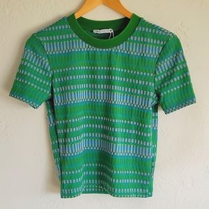 Zara t-shirt Green|Blue Size S